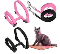 YUTOU Pack of 2 Soft Cat Harness with Lead Escape Proof Adjustable Nylon Harness Cat Lead Cat Vest with Safety Buckle Puppy Harness for Kitten Puppy Rabbit Rabbit