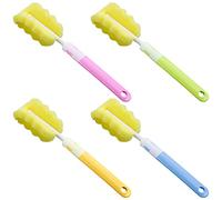 YUTOU Pack of 4 Bottle Brushes with Long Handle, Baby Bottle Brush, Bottle Brush Sponge, Soft Sponge Bottles Cleaning Brush for Baby Bottle, Cups, Kettle, Wine Glasses (4 Colours)