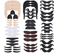 YUTOU Party Fake Beard 48 Pieces Self-Adhesive Moustache Set Moustache for Sticking False Beards for Various Parties, Masquerades, Carnival (16 Styles)