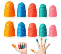 YUTOU Rubber Fingertip Finger Cushion Reusable Finger Protection Finger Tip Protection Finger Moist Thimble Rubber for Counting, Writing, Sorting, Guitars (5 Sizes and Colours) Pack of 10