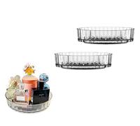 Yutry&lyin 2pack Snowflake Pattern Rotating Spice Organiser for Kitchen Countertop, Multipurpose Spice Lazy Susan, Perfume stand, Cupboard storage organiser, 21cm (Clear White)
