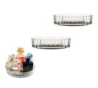 Yutry&lyin 2packSnowflake Pattern Rotating Spice Organiser for Kitchen Countertop, Multipurpose Spice Lazy Susan, Perfume stand, Cupboard storage organiser, 21cm (Clear Grey)