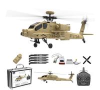 YUTT 1/32 Scale F11-N AH64 Apaache RC Helicopter, 6CH 3D Flight With Optical Flow Altitude Hold & Dual Brushless Motors, RC Military Helicopter For Beginner Adults