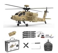 YUTT 1/32 Scale F11-N AH64 RC Helicopter, 6CH 3D Flight with Optical Flow Altitude Hold & Dual Brushless Motors, RC Military Helicopter for Beginner Adults