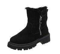 YUTUGTSJ Ladies Vintage Booties Women's Rain Mid Calf Western High Heel Knee Warm Mary Jane Dress Pumps Perfect for School Party(Black,7.5 UK)