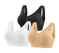 YUTYTH Comfort Bra Women Sports Bras, Wirefree Crop Top for with Removable Pads for Women Sleep Yoga Daily Wear(Black White Nude-XXL)