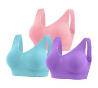 YUTYTH Comfort Bra Women Sports Bras, Wirefree Crop Top for with Removable Pads for Women Sleep Yoga Daily Wear(Pink Lilac Blue-S)