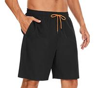 YUTYTH Men’s Swimming Shorts Swim Trunks Waterproof Quick Dry Beach Shorts Surfing Board Shorts with Mesh Liner and Pockets Black