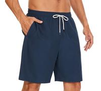 YUTYTH Men’s Swimming Shorts Swim Trunks Waterproof Quick Dry Beach Shorts Surfing Board Shorts with Mesh Liner and Pockets Dark Blue