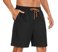 YUTYTH Men’s Swimming Shorts Swim Trunks Waterproof Quick Dry Beach Shorts Surfing Board Shorts with Mesh Liner and Pockets Black