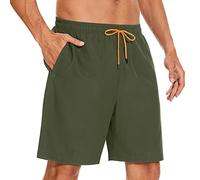 YUTYTH Men’s Swimming Shorts Swim Trunks Waterproof Quick Dry Beach Shorts Surfing Board Shorts with Mesh Liner and Pockets Army Green