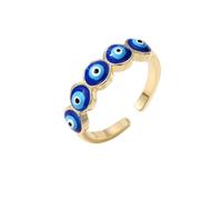 YUUAMYXTF Adjustable Ring Trendy Boho Gold Color Blue Evil Eye for Women Men Opening Finger Ring