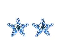 YUUAMYXTF Earrings For Women Colorful Flower Painted Starfish Stud Men Bohemian Cute Sea Star Ocean Beach Vacation Summer Gifts