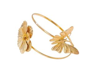 YUUAMYXTF Exaggerated Metal Butterfly Flower Arm Cuff Bracelets For Women Men Bohemia Textured Floral Leaf Open Armlet Bangle Body