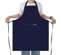 Yuubin Extra Large Aprons for Men Adjustable Button Apron with Pockets Chef Cooking Kitchen Aprons Women,Water&Oil Resistant, Blue, More Size