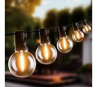 Yuucio 200FT Outdoor String Lights LED Mains Powered, 60M Festoon Lights Mains Powered Garden LED Hanging Lighting with 100+4 G40 Plastic Bulbs, IP45 Waterproof Commercial Grade 2700K Warm White