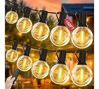 Yuucio Outdoor String Lights Dimmable 150FT, 45M LED Festoon Lights with Remote Control Mains Powered with 75+2 Shatterproof G40 Plastic Bulbs, Waterproof Garden Light for Garden,Patio,Gazebo
