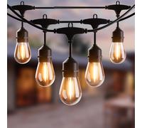 Yuucio S14 100FT Outdoor Garden String Lights, 30X1W LED Bulbs Festoon Lights Mains Powered,Weatherproof Indoor/Outdoor Patio String Lights for Backyard,Party,Wedding,Terrace Warm White