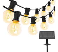 Yuucio Solar Festoon Lights - 50FT Globe Bulb String Lights With 25+1 Shatterproof Bulbs, Waterproof For Outdoor, Garden, Terrace, Party