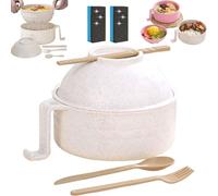 YuuFcy Microwave Ramen Bowl Set, Noodle Soup Bowl Plastic Ramen Bowl Set with Chopsticks for Deserts, Ramen Bowl Microwavable, Ramen Noodle Bowls Microwavable (Beige)