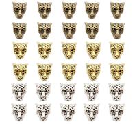 YuuHeeER 3 Color Tibetan Alloy Leopard Head Beads Connector Charm Metal Spacers 30Pcs 3 Color