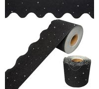 YUUIKLLE 60 Feet Bulletin Board Borders, Glitter Scalloped Border Trim Holiday Decoration for School, Bulletin Board Border Decorative,Classroom Poster Office Party Wall Locker Decor (Black)