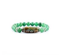YUUKI Crystal Bracelet,Natural Green Aventurine Stone Beads Beaded Bracelet,Three Eyes Dzi Pendant Bangles,Elastic Crystal Bracelet Fashion Crystal Jewelry For Men Women,8Mm