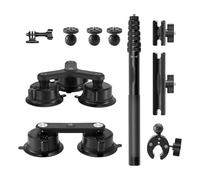 YUULNMOP Camera Triple Car Suction Cup Mount Kit,Window Windshield Mount Kit with1.1m Invisible Selfie Stick Compatible with Insta360 X4/X3/X2/ONE RS/OSMO Action 4/3, for Hero 13/12/11/10/9/8