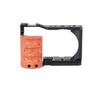 YUULNMOP Metal Cage Kit with Wooden Handle Grip, Camera Cage Rig Protective Frame for Sony Alpha ZV-E10 with Cold Shoe Mount, 1/4'' Screw and ARRI 3/8'' Screw Holes, ARCA Quick Release Plate
