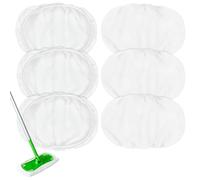 Yuunaie Mop Cloth Reusable, Microfiber Mop Pads Compatible with Swiffer Sweeper, Wet-Dry Mops for Household Floors, White, Pack of 6