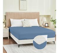 Yuurom California King Fitted Sheet Only, Corner Straps Ultra Soft Brushed Microfiber Hotel Quality Bottom Sheet, Deep Pocket Fits 8-14 inches Mattresses, Luxury Sheets Cal King Size Bed, Copen Blue