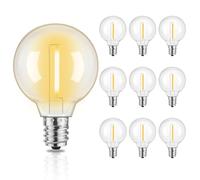 Yuusei G40 LED Bulbs Outdoor 10 Pack for Remote Control String Lights, 0.3W E12 Replacement Light Bulbs IP45 Waterproof, 2500K Warm White, Shatterproof for Garden, Patio, Terrace, Party