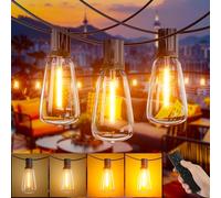 Yuusei Outdoor Garden Lights Mains Powered, 65FT/20M Festoon String Lights with Remote Control, IP45 Waterproof, 24+1 ST38 LED Shatterproof Globe Bulbs for Wedding & Party, Outside Pergola Gazebo