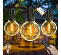 Yuusei Outdoor String Lights Mains Powered Remote Control, 25Ft/7.6M G40 LED Festoon Lights with 12+1 Shatterproof Bulbs, IP45 Waterproof Garden Lights for Patio Party Wedding Yard
