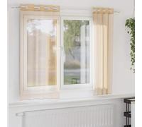 YuuSsea Voile Curtains with Grommets 2 pcs Sand, 140x140 cm Semi-Transparent Window Panels, Durable Polyester Sheer Drapes for Living Room, Bedroom