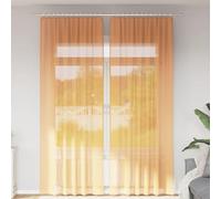 YuuSsea Voile Curtains with Rod Pockets, 2 pcs Orange Semi-Transparent Polyester Window Panels, 140x260 cm Sheer Drapes for Living Room