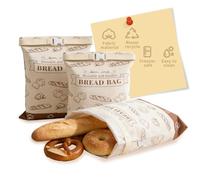 YUUTIAL Bread Bags for Homemade Bread, 43x33cm TPU Lined Reusable Bread Cotton Bag with Buckle Closure, Keeps Fresh Longer Food Eco-Friendly Storage Bag, Kitchen Storage Sacks