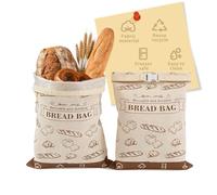 YUUTIAL Bread Bags for Homemade Bread, 43x33cm TPU Lined Reusable Bread Cotton Bag with Buckle Closure, Keeps Fresh Longer Food Eco-Friendly Storage Bag, Kitchen Storage Sacks