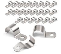 YUUTIAL Hole Pipe Strap Ø 20 mm U Pipe Clamp Holder 25 Pieces Heavy Duty Stainless Steel Pipe Clamps for EMT Conduits or Cable Management