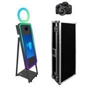 YuuuCooo 40" Magic Mirror Photo Booth with 21.5" Touch Screen with RGB Fill Light and Flight Case for Wedding Party Events (Black, Photo Booth + Cameras)
