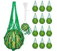 yuuzue 12 Pcs Watermelon Net with 30 Cable Zip Ties, Heavy Duty Melon Hammock Cradles for Trellis, Reusable Hanging Bags Fruit Slings Mesh Fruit Holder for Honeydew Melon, Squash, Cantaloupe,
