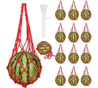 yuuzue 12 Pcs Watermelon Net with 30 Cable Zip Ties, Heavy Duty Melon Hammock Cradles for Trellis, Reusable Hanging Bags Fruit Slings Mesh Fruit Holder for Honeydew Melon, Squash, Cantaloupe,