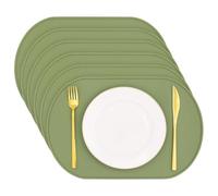 yuuzue Silicone Placemat Set of 6, Heat Resistant Placemats for Dinning Table, Reusable Portable Kids Baby Placemats, Waterproof Stain-Proof Toddler Food Mats, Easy to Clean Silicone Mat Oval Placemat