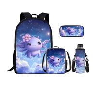 YUVAMAGIMO 17 Inch Kids School Backpack for Elementary Boys Girls Washable and Colorfast, Galaxy Axolotl, One Size, Daypack Backpacks