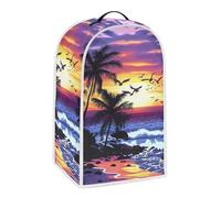 YUVAMAGIMO Beach Coconut Tree Blender Covers with Top Handle Foldable Portable Food Processor Dust Cover Washable Small Kitchen Appliance Protector for Coffee Makers or Juicers