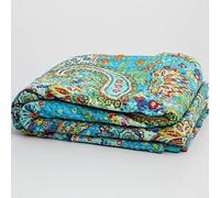 YUVANCRAFTS Indian Handmade Traditional Kantha Quilt Screen Print Cotton Twin Size Quilt Blanket Bedspreads Throw (Paisley)