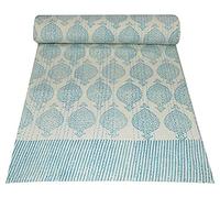 Yuvancrafts New Hand Block Print Kantha Quilt Queen Size Kantha Blanket Kantha Bedspread Throw Quilt Cotton Quilt Indian Kantha Quilts