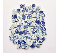 Yuvori 1.1 lbs Blue and White Irregular Porcelain Mosaic Tiles, DIY Handmade, Bathroom, Living Room, Kitchen Backsplash, Outdoor (07, Medium)