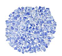 Yuvori 1.1 lbs Blue and White Irregular Porcelain Mosaic Tiles, DIY Handmade, Bathroom, Living Room, Kitchen Backsplash, Outdoor (02, Small)
