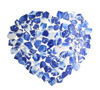 Yuvori 1.1 lbs Blue and White Irregular Porcelain Mosaic Tiles, DIY Handmade, Bathroom, Living Room, Kitchen Backsplash, Outdoor (12, Medium)